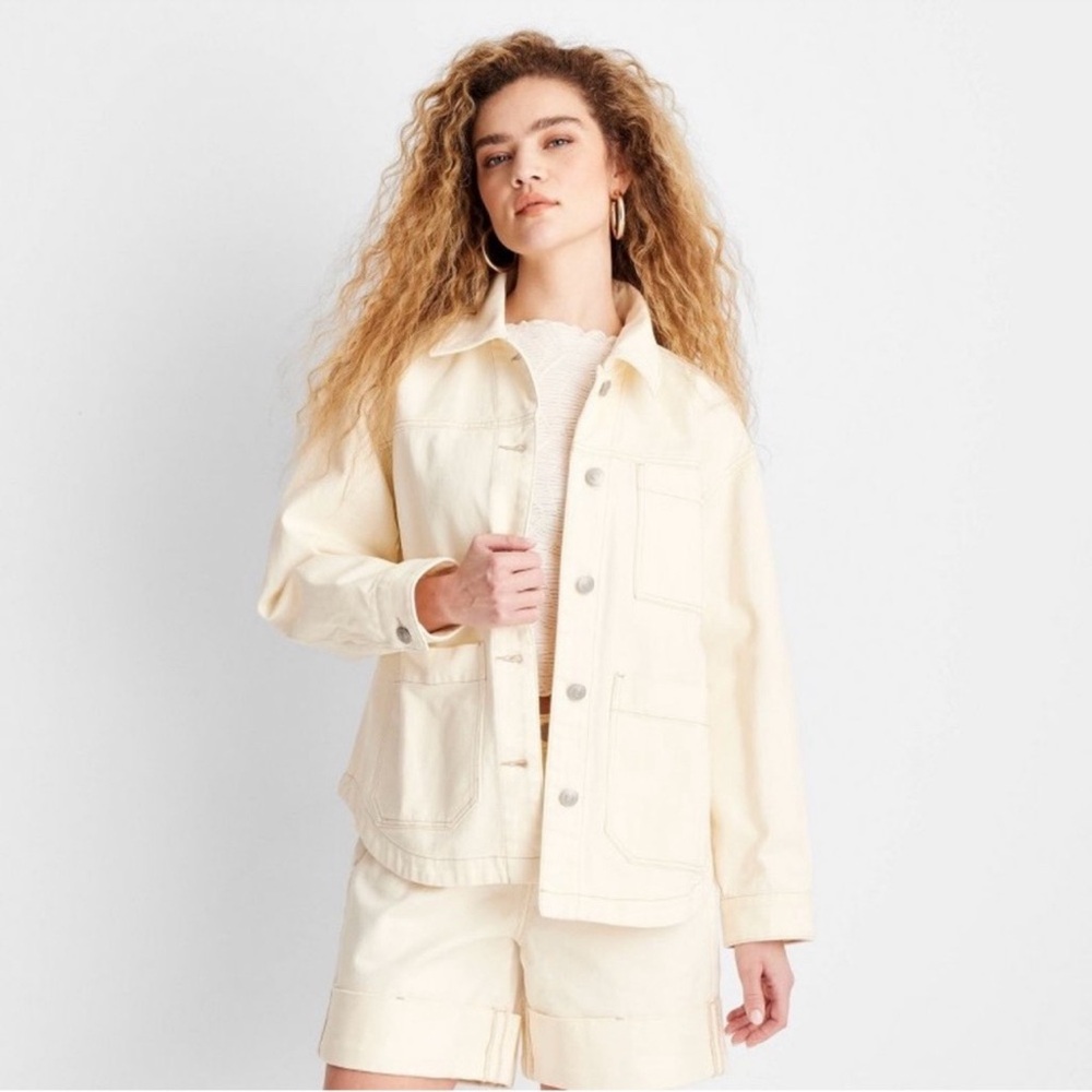 Women's Cream Jean Jacket - Neutral Utility Style